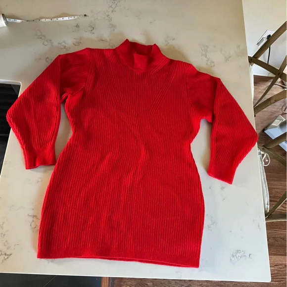 H&M Red Mock-Turtleneck Dress Holiday Christmas Festive Size XL-C19 - Picture 4 of 10